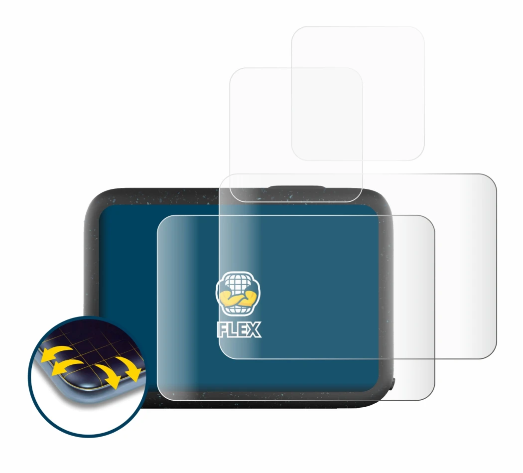 Image de l'appareil GoPro Hero 12 Black avec une grande variété de protections d'écran.