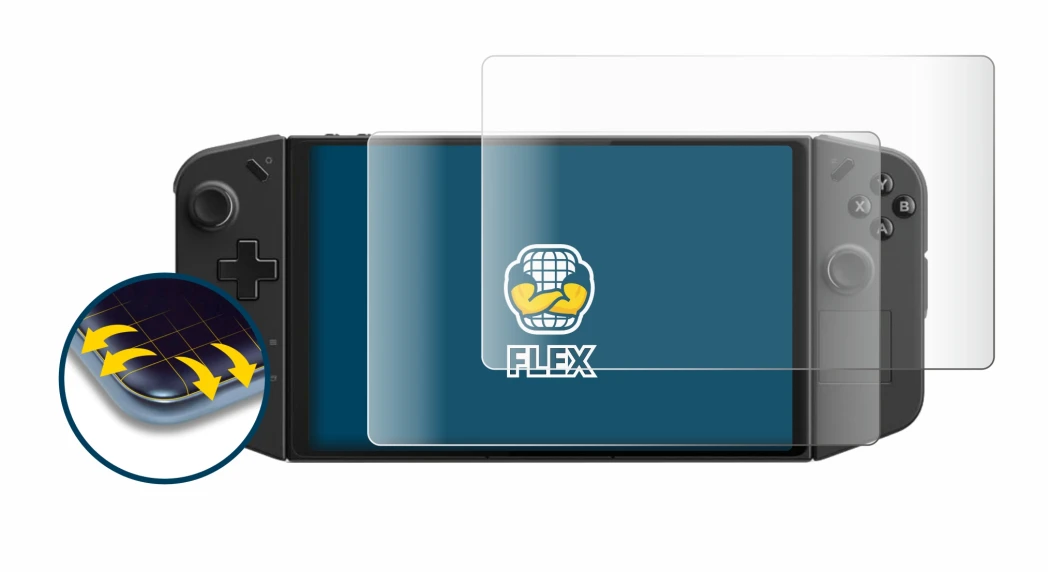 Image de l'appareil Lenovo Legion Go avec une grande variété de protections d'écran.