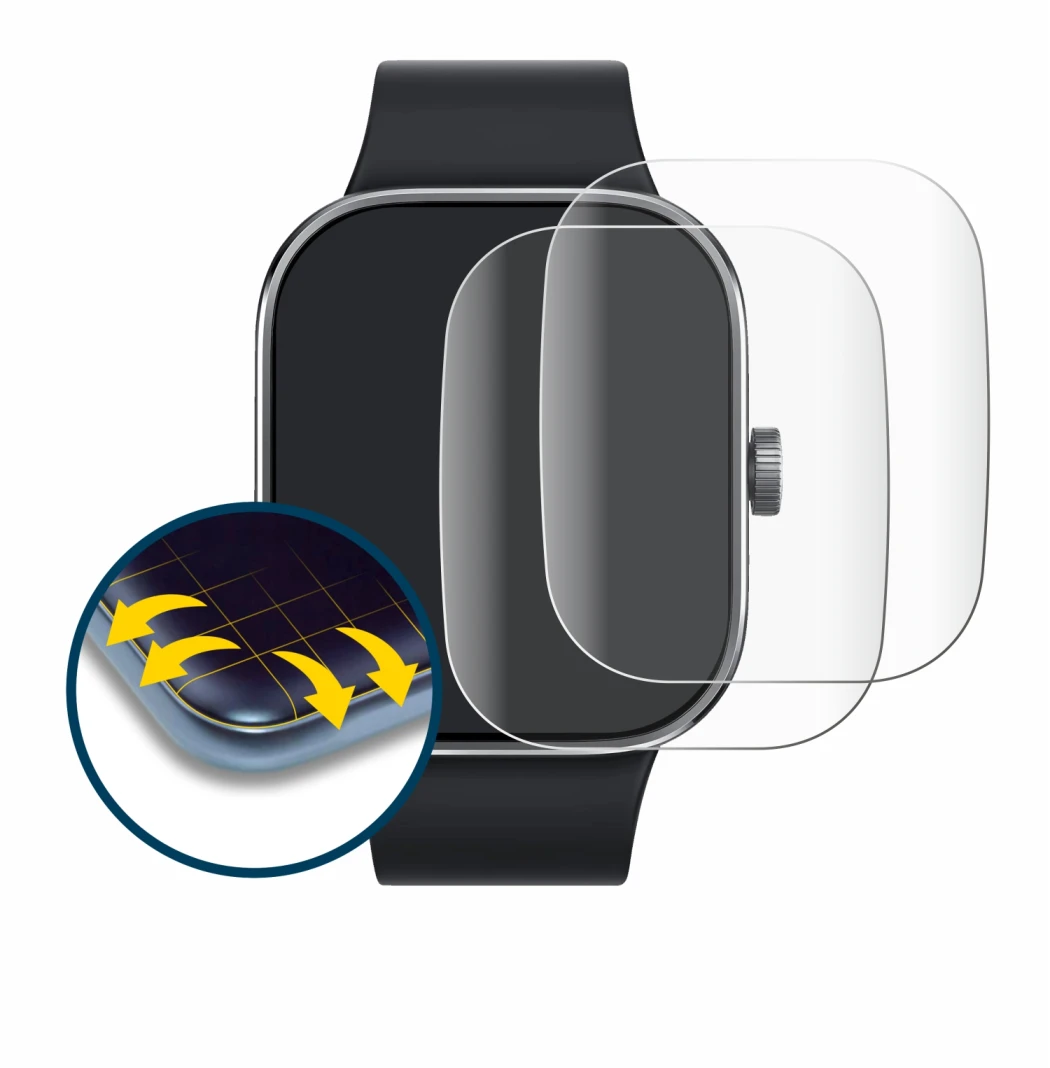 Image de l'appareil Xiaomi Redmi Watch 4 avec une grande variété de protections d'écran.