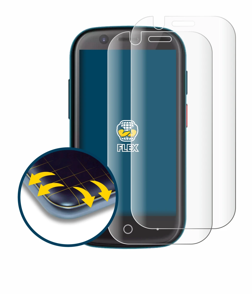 Image de l'appareil Unihertz Jelly 2E avec une grande variété de protections d'écran.