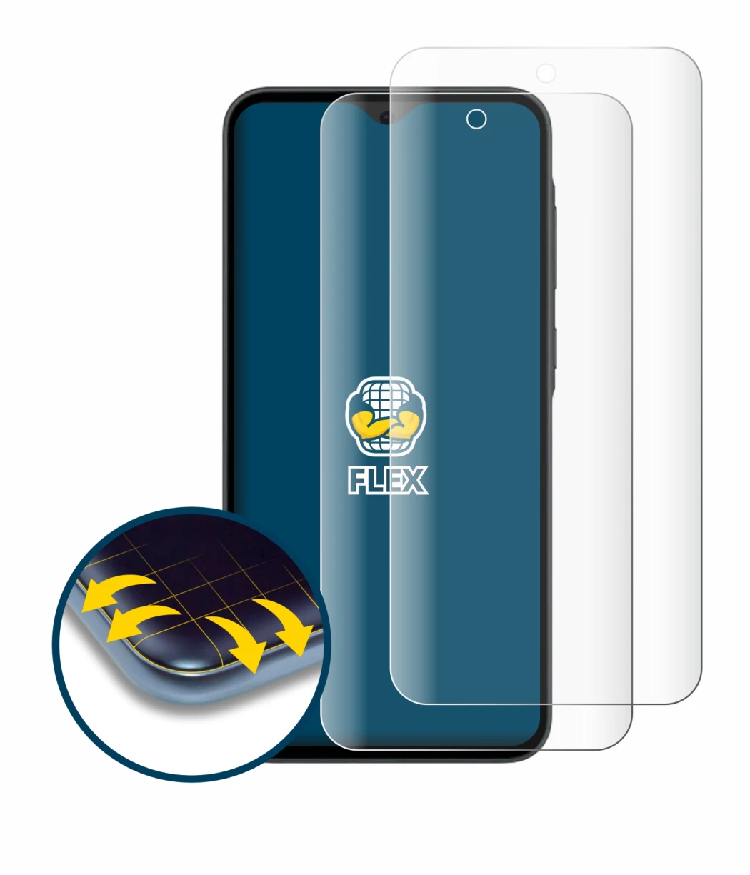 Image de l'appareil Samsung Galaxy A35 5G avec une grande variété de protections d'écran.