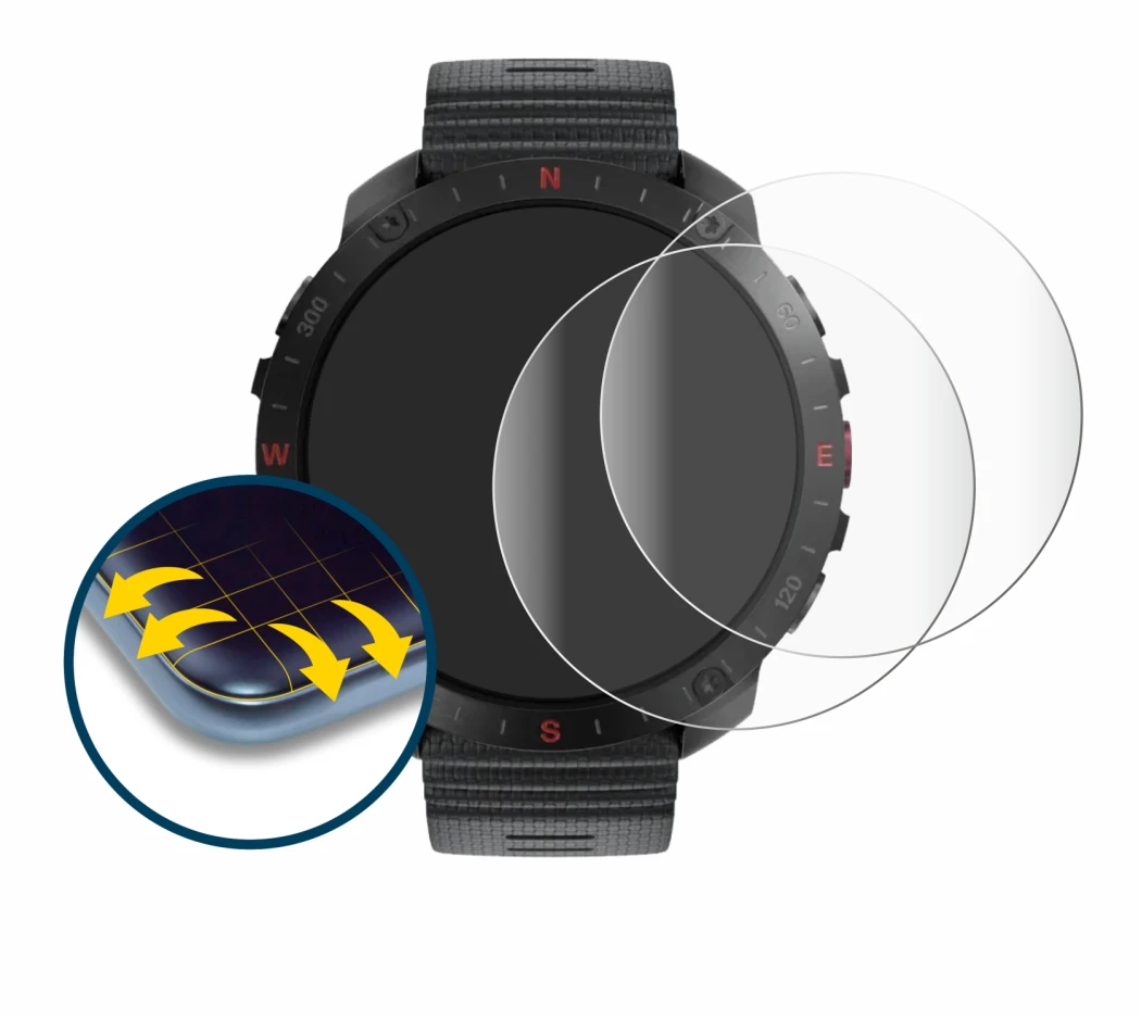 Image de l'appareil Polar Grit X2 Pro avec une grande variété de protections d'écran.