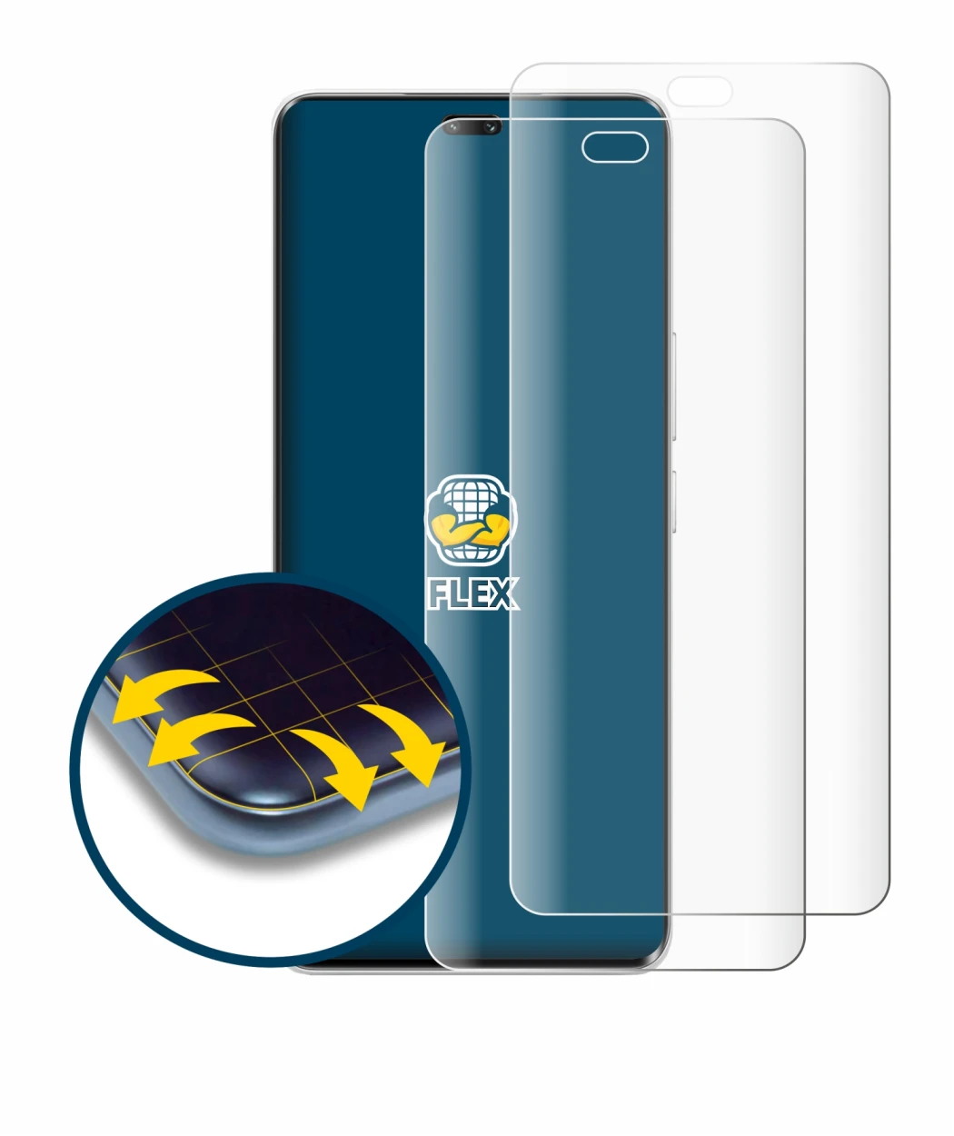 Image de l'appareil Honor 200 Pro avec une grande variété de protections d'écran.