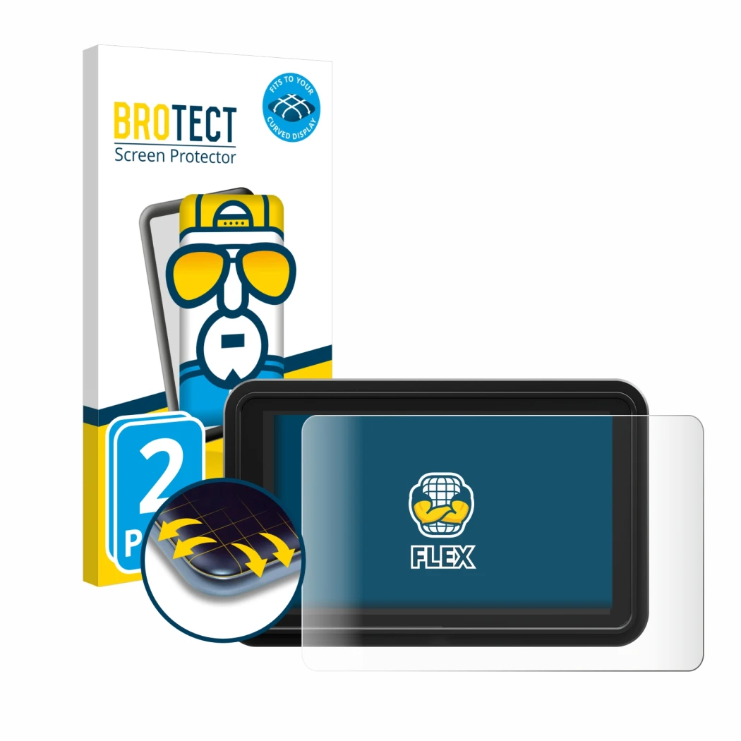 Face avant d’un emballage produit avec le logo de la marque BROTECT. À côté, l’appareil Atomos Shinobi 2 est représenté avec l