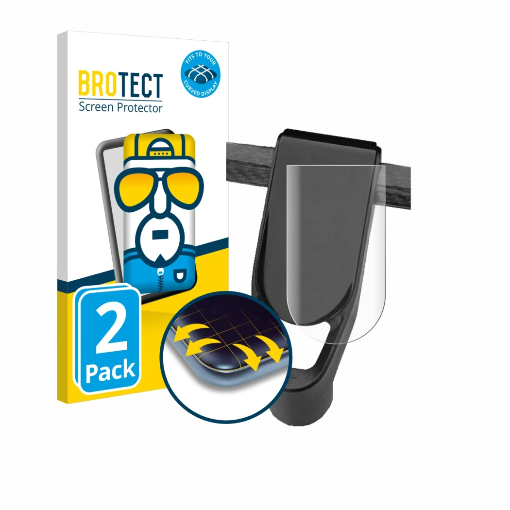 Face avant d’un emballage produit avec le logo de la marque BROTECT. À côté, l’appareil NIU KQi Air est représenté avec la pro