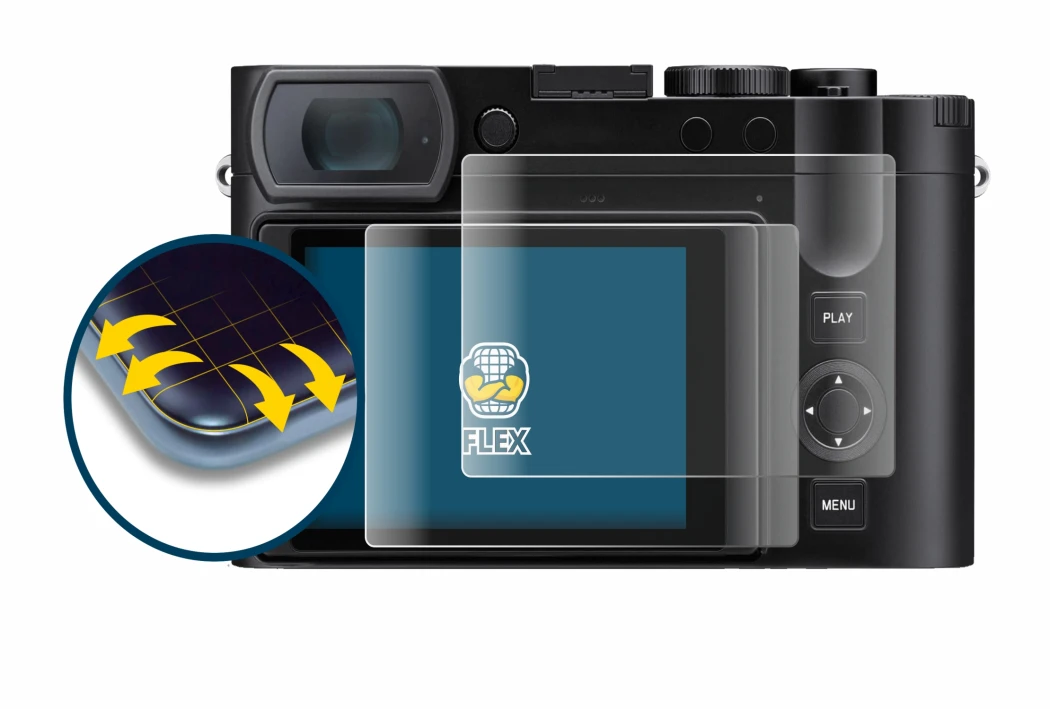 Image de l'appareil Leica Q3 43 avec une grande variété de protections d'écran.