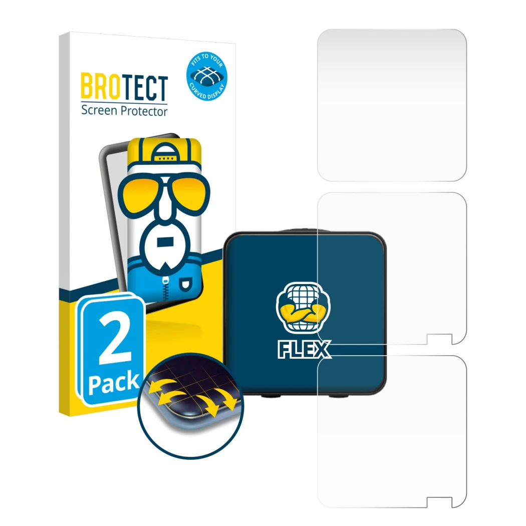 Face avant d’un emballage produit avec le logo de la marque BROTECT. À côté, l’appareil Rode Wireless Pro est représenté avec 