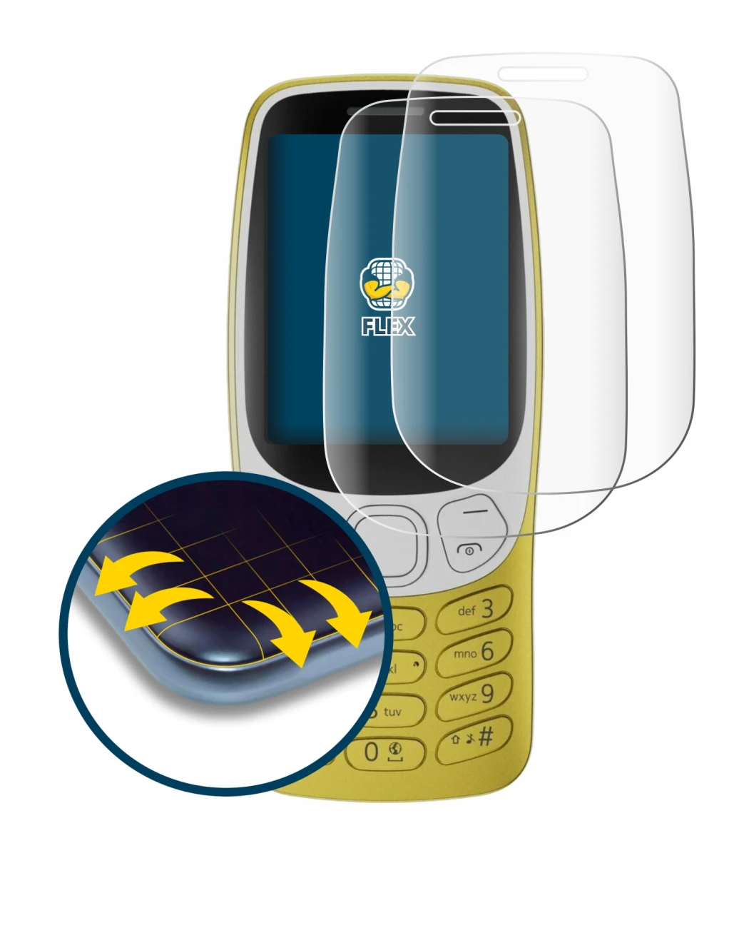 Image de l'appareil Nokia 3210 avec une grande variété de protections d'écran.
