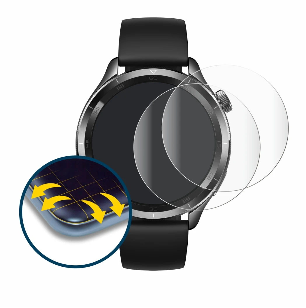 Image de l'appareil Xiaomi Watch S4 (47 mm) avec une grande variété de protections d'écran.