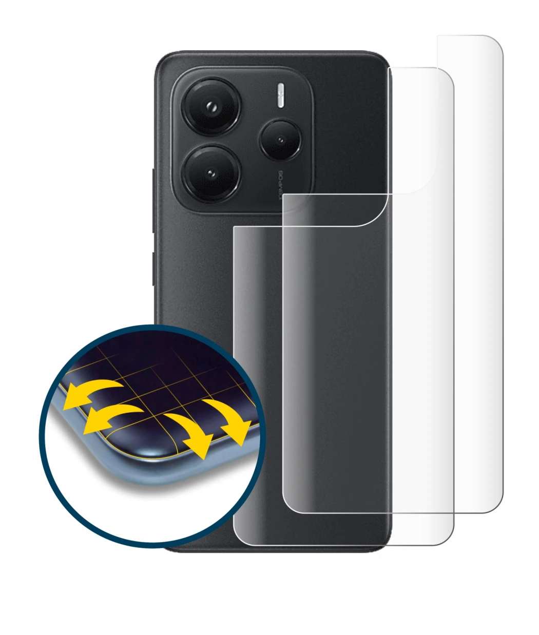 Image de l'appareil Xiaomi Redmi Note 14 (Arrière) avec une grande variété de protections d'écran.