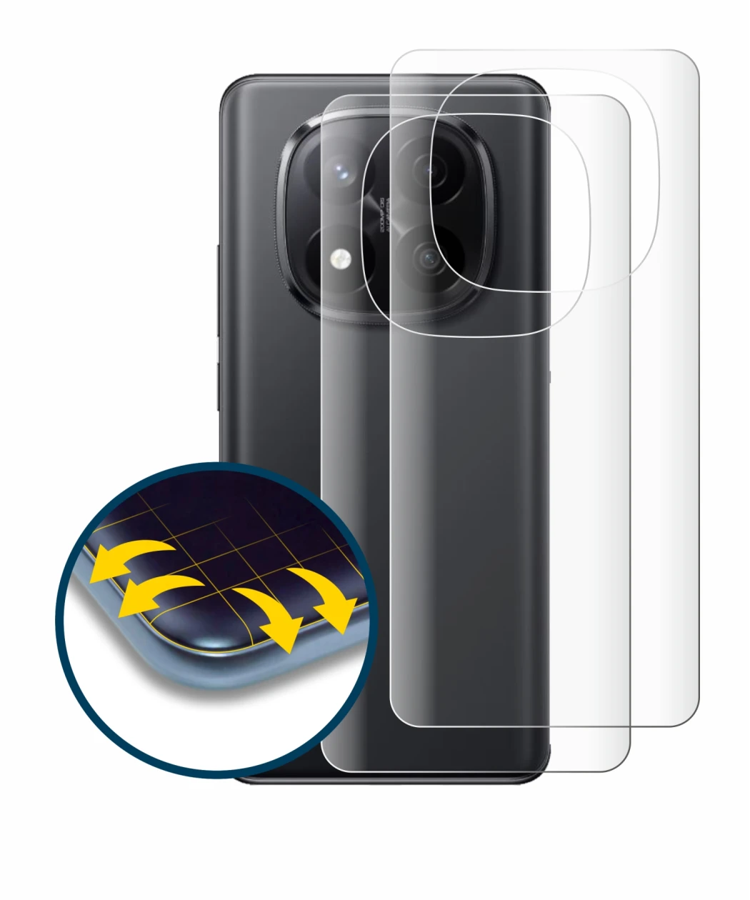 Image de l'appareil Xiaomi Redmi Note 14 Pro Plus (Arrière) avec une grande variété de protections d'écran.