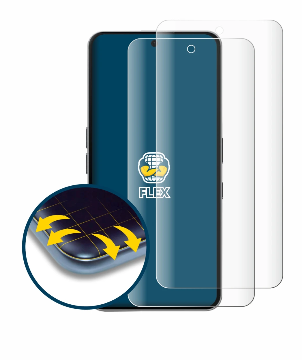 Image de l'appareil Nothing Phone (3a) Pro avec une grande variété de protections d'écran.