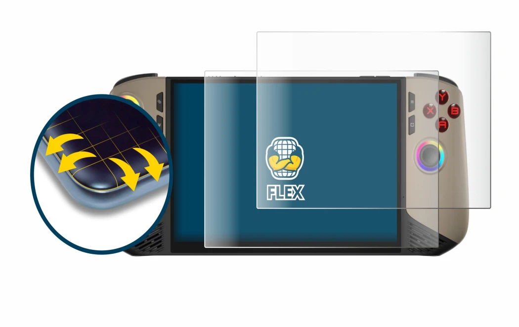 Image de l'appareil MSI Claw 8 AI+ avec une grande variété de protections d'écran.