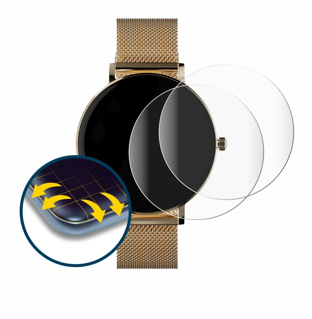 Image de l'appareil ZenWatch Venice Pro avec une grande variété de protections d'écran.