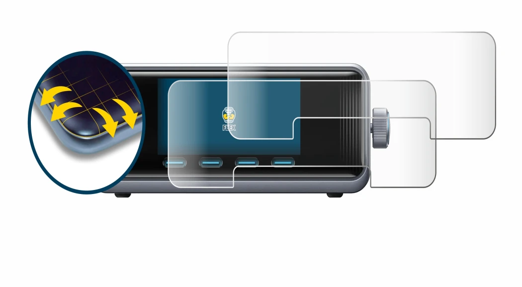 Image de l'appareil Anker Prime 250 W GaNPrime avec une grande variété de protections d'écran.