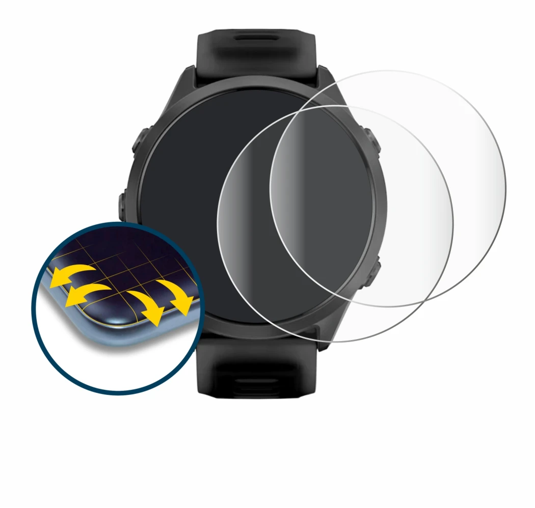 Image de l'appareil Garmin Forerunner 570 (47 mm) avec une grande variété de protections d'écran.