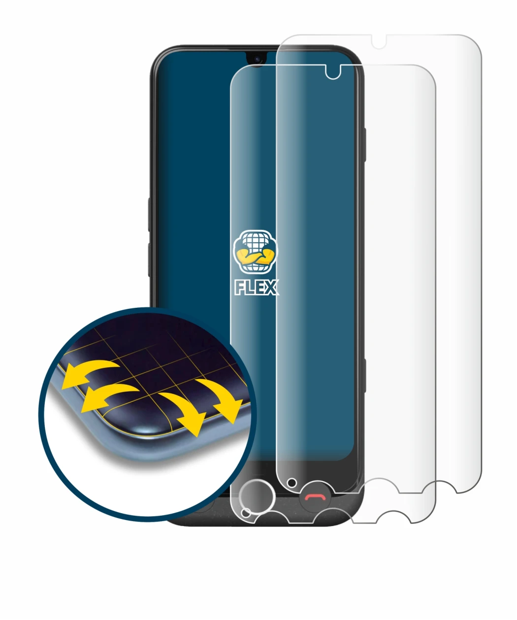 Image de l'appareil Doro Aurora A30 avec une grande variété de protections d'écran.