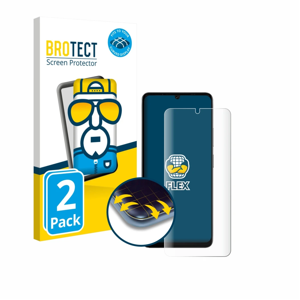 Face avant d’un emballage produit avec le logo de la marque BROTECT. À côté, l’appareil Doogee Note 59 Pro Plus est représenté