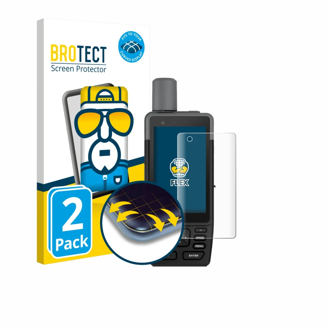Face avant d’un emballage produit avec le logo de la marque BROTECT. À côté, l’appareil Garmin GPSMAP H1 est représenté avec l