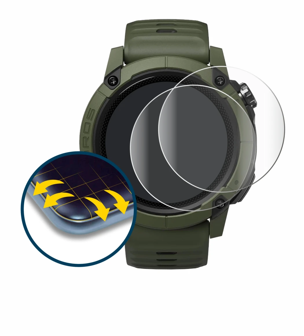 Image de l'appareil Coros NOMAD avec une grande variété de protections d'écran.