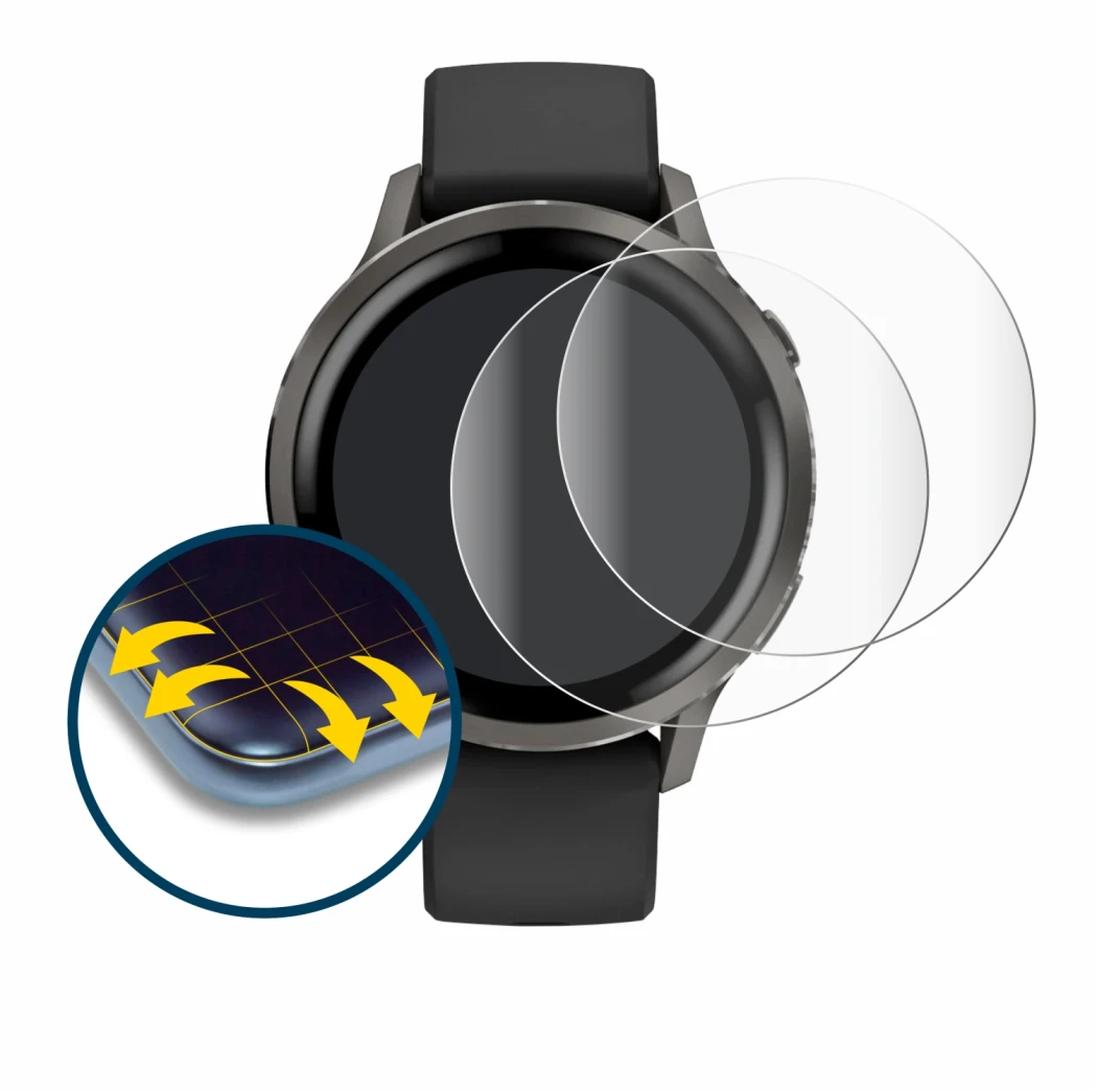 Image de l'appareil Garmin Venu 4 (41 mm) avec une grande variété de protections d'écran.