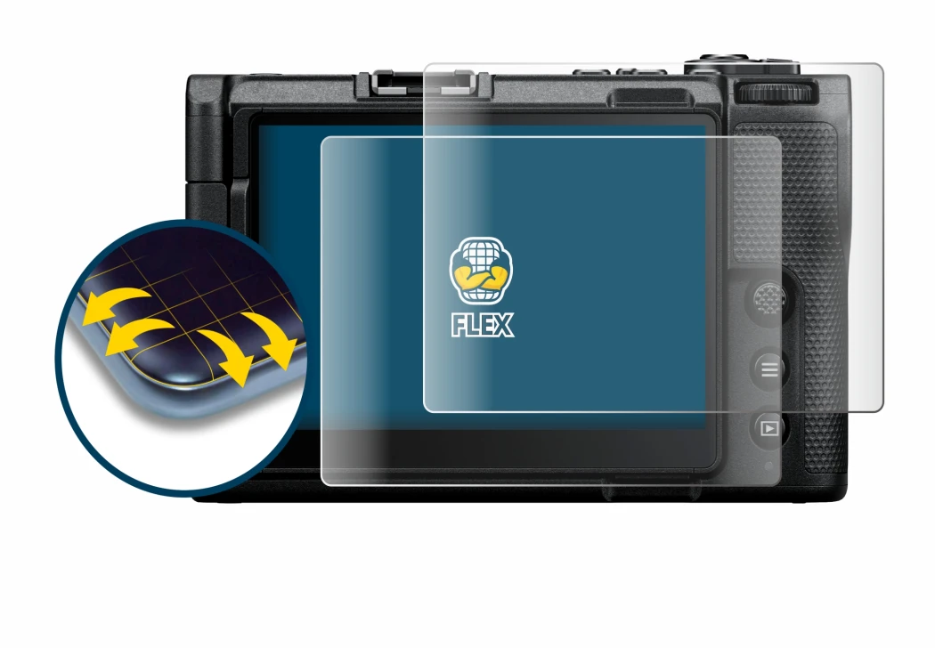 Image de l'appareil Nikon ZR avec une grande variété de protections d'écran.