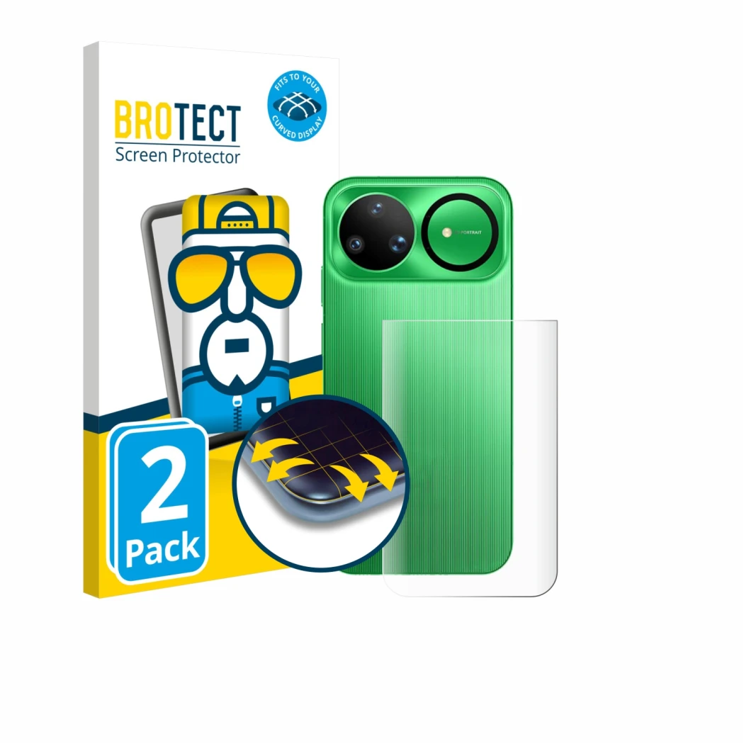 Face avant d’un emballage produit avec le logo de la marque BROTECT. À côté, l’appareil Huawei Nova 15 Ultra (Arrière) est rep