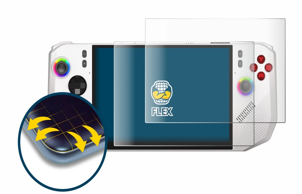 Image de l'appareil MSI Claw A8 BZ2EM avec une grande variété de protections d'écran.