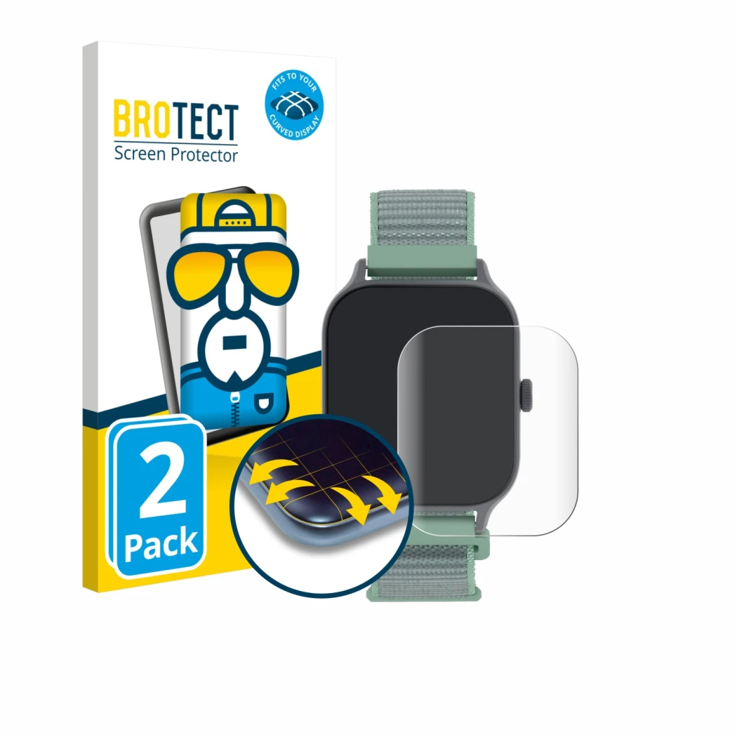 Face avant d’un emballage produit avec le logo de la marque BROTECT. À côté, l’appareil Decathlon Fit 100s est représenté avec