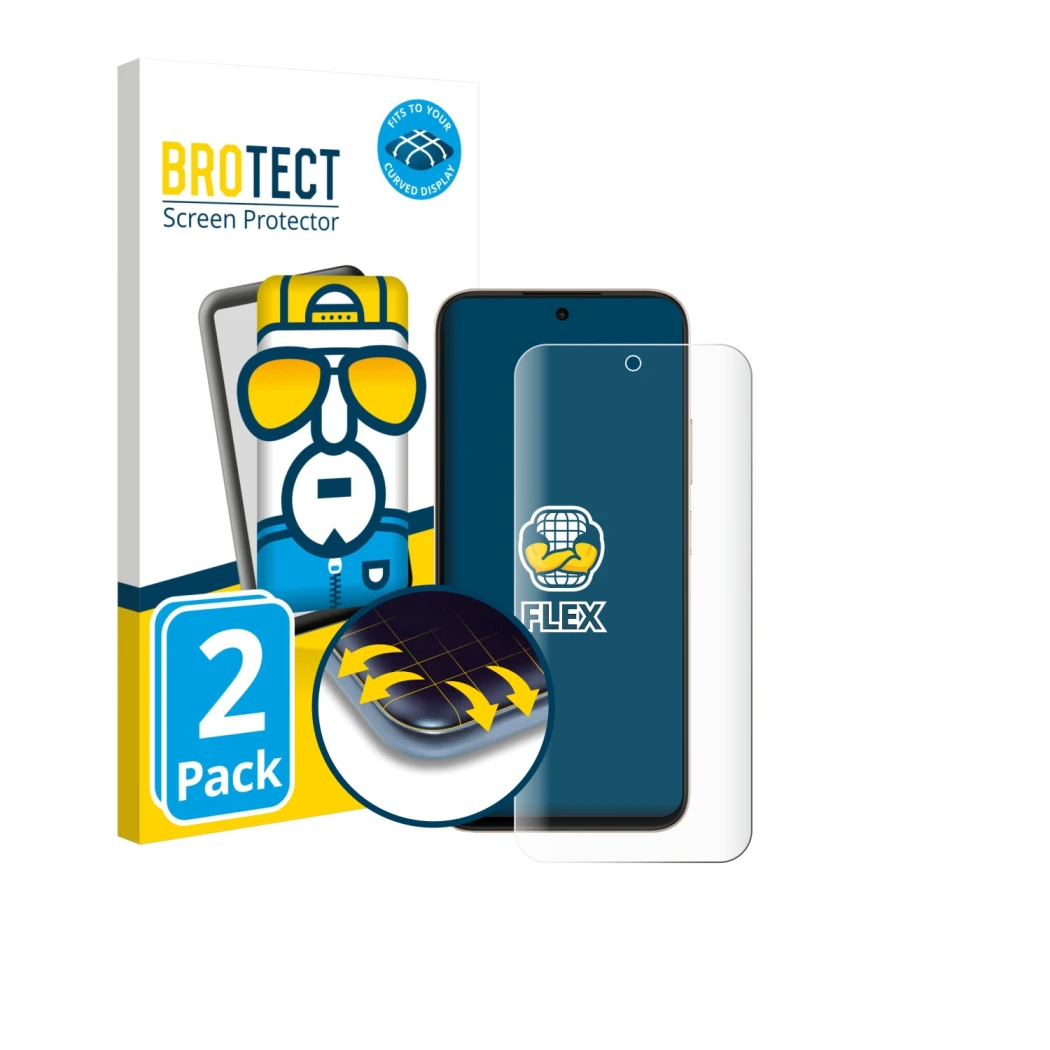 Face avant d’un emballage produit avec le logo de la marque BROTECT. À côté, l’appareil Oppo A6t Pro est représenté avec la pr