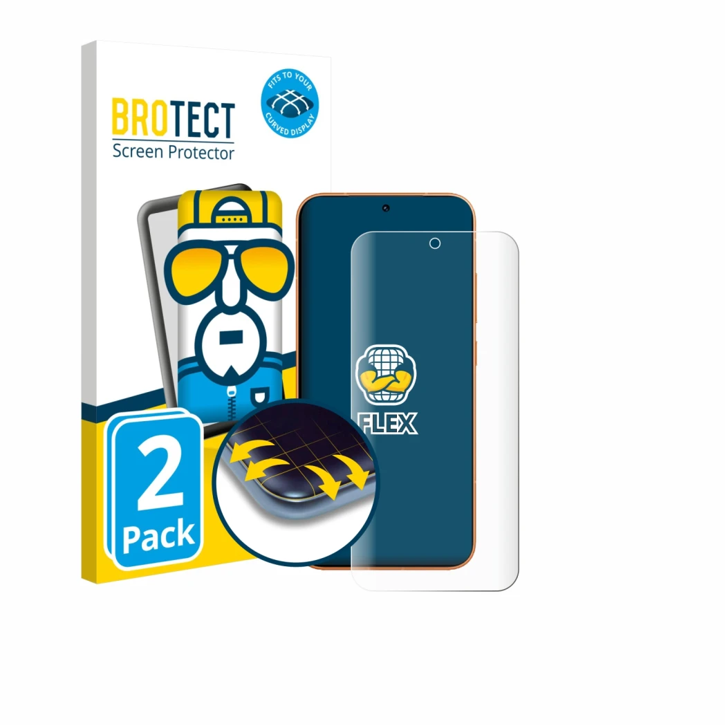 Face avant d’un emballage produit avec le logo de la marque BROTECT. À côté, l’appareil Honor Magic 8 Pro Lite est représenté 