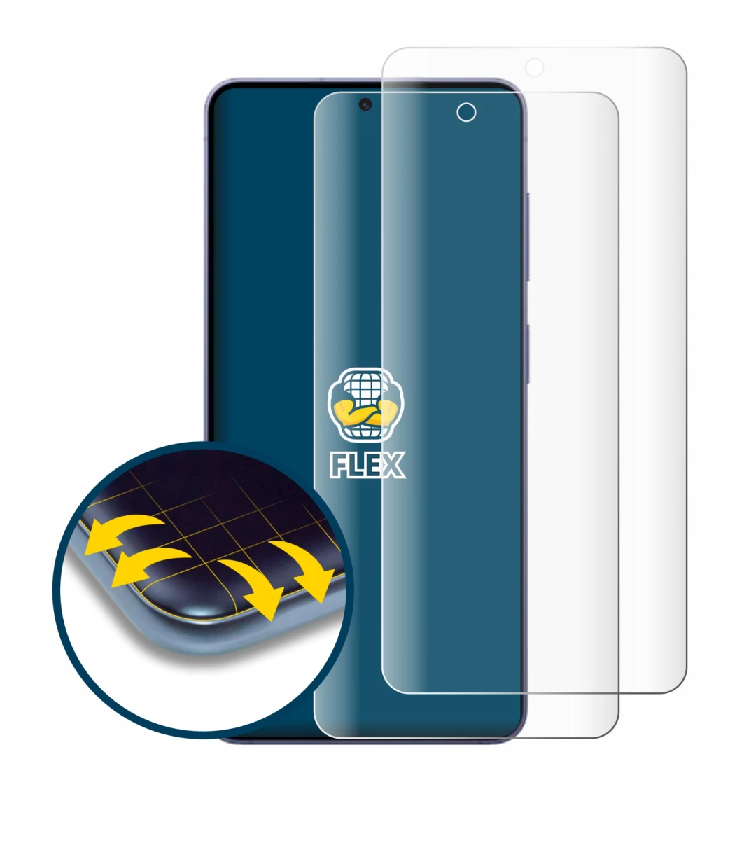 Image de l'appareil Samsung Galaxy S26 avec une grande variété de protections d'écran.