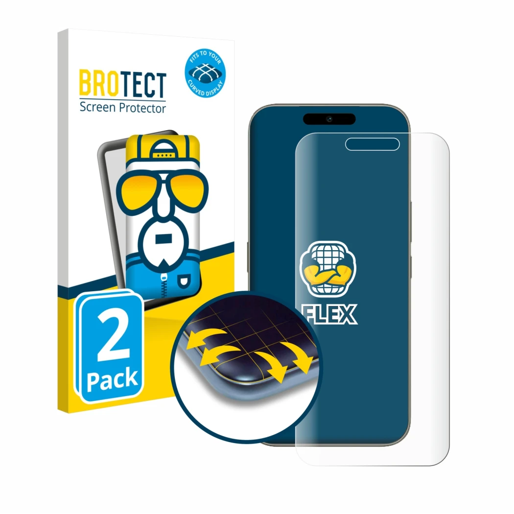 Face avant d’un emballage produit avec le logo de la marque BROTECT. À côté, l’appareil Tecno Camon 50 Ultra est représenté av