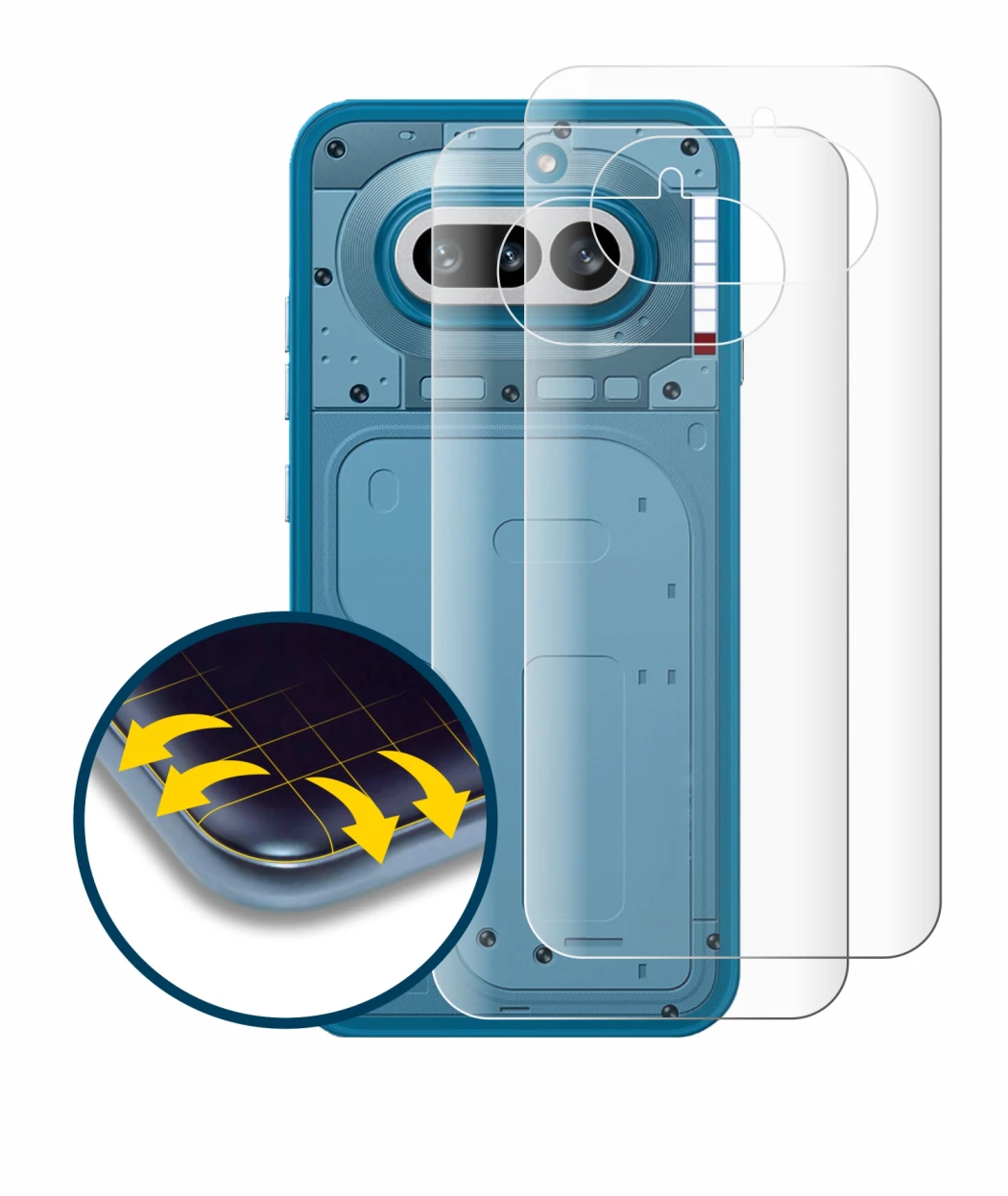 Image de l'appareil Nothing Phone (4a) (Arrière) avec une grande variété de protections d'écran.