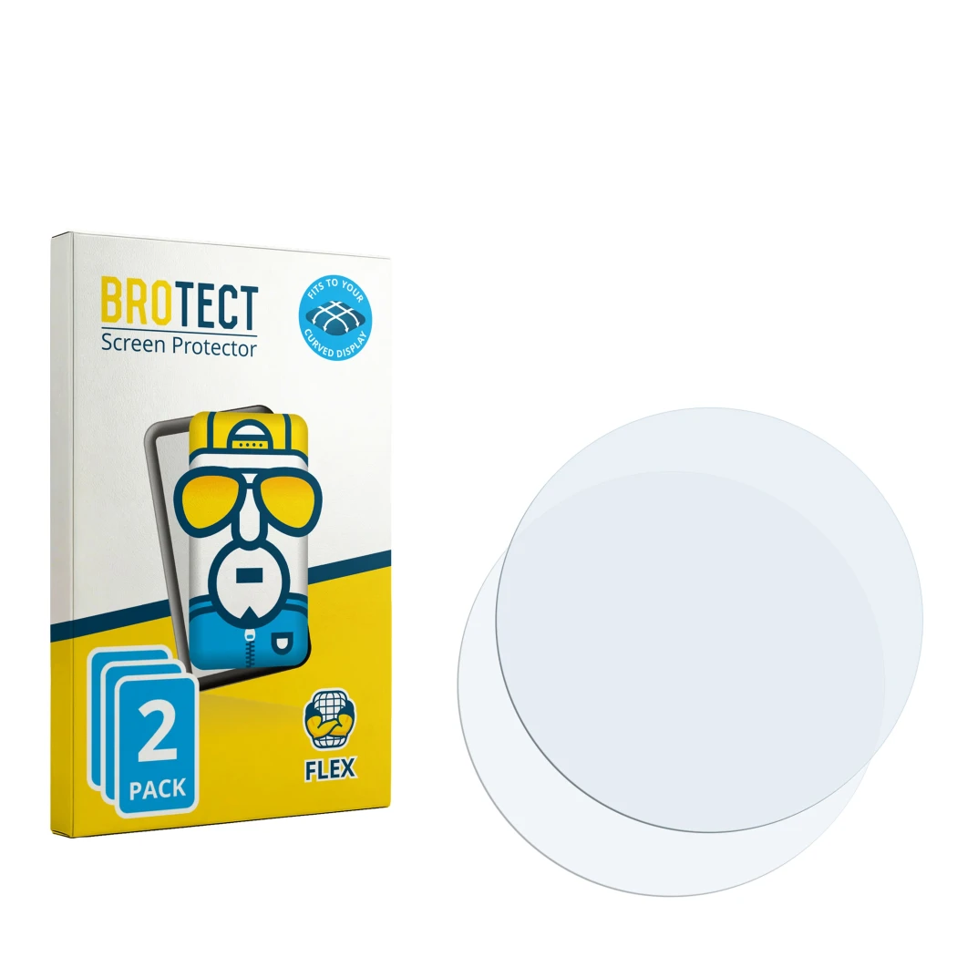 Face avant d’un emballage produit avec le logo de la marque BROTECT. À côté se trouve la protection d’écran correspondante.