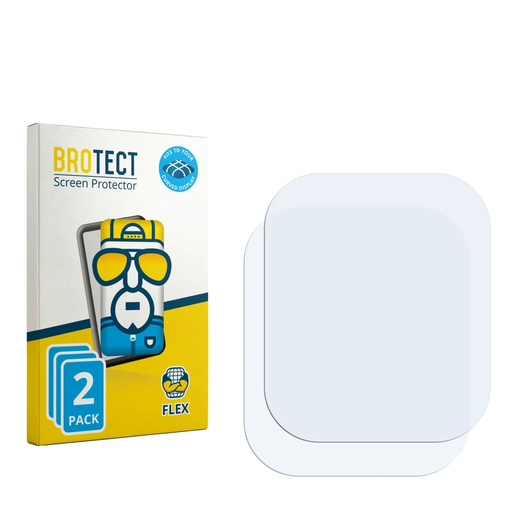Face avant d’un emballage produit avec le logo de la marque BROTECT. À côté se trouve la protection d’écran correspondante.