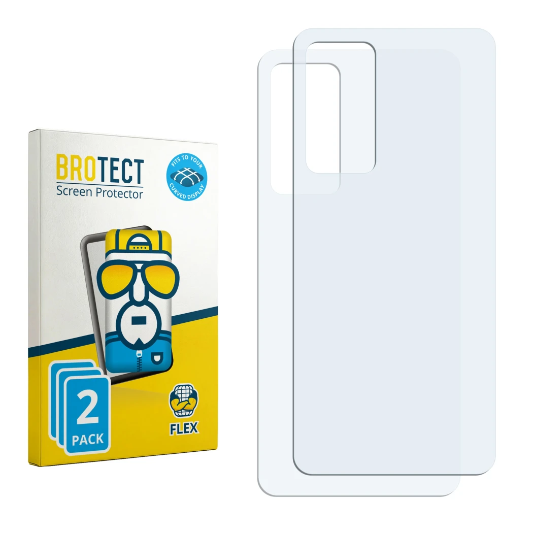 Face avant d’un emballage produit avec le logo de la marque BROTECT. À côté se trouve la protection d’écran correspondante.