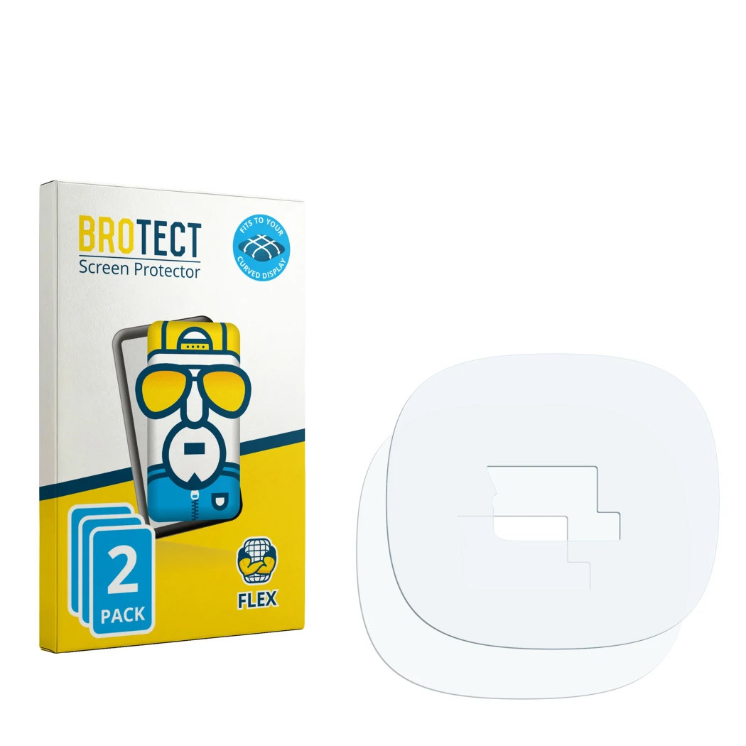 Face avant d’un emballage produit avec le logo de la marque BROTECT. À côté se trouve la protection d’écran correspondante.