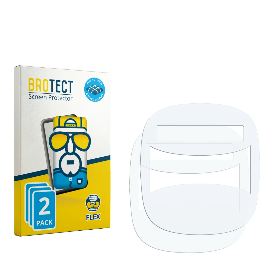 Face avant d’un emballage produit avec le logo de la marque BROTECT. À côté se trouve la protection d’écran correspondante.