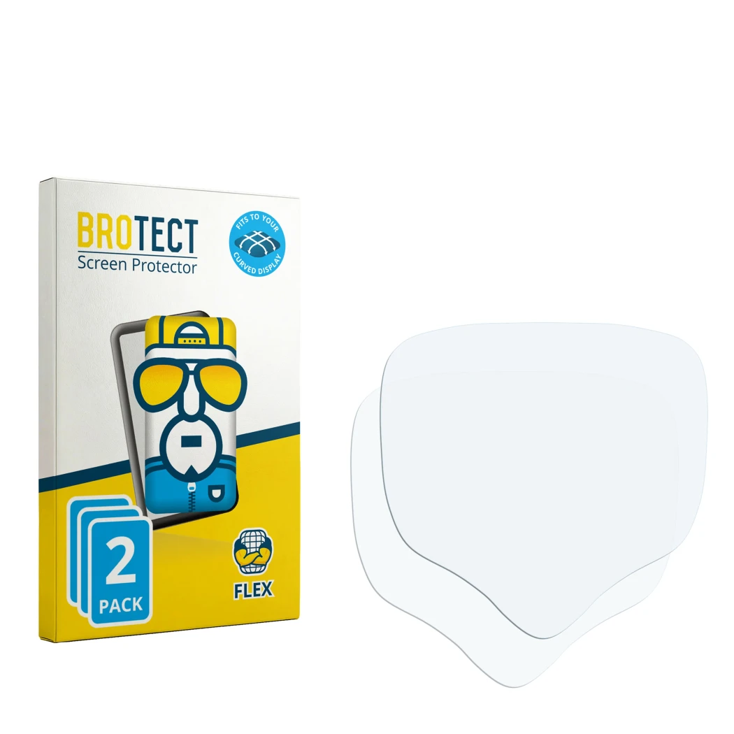 Face avant d’un emballage produit avec le logo de la marque BROTECT. À côté se trouve la protection d’écran correspondante.