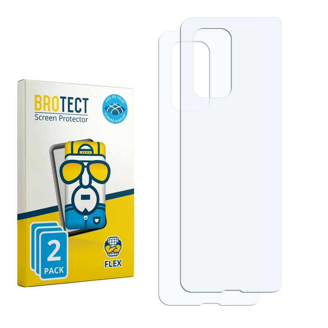 Face avant d’un emballage produit avec le logo de la marque BROTECT. À côté se trouve la protection d’écran correspondante.
