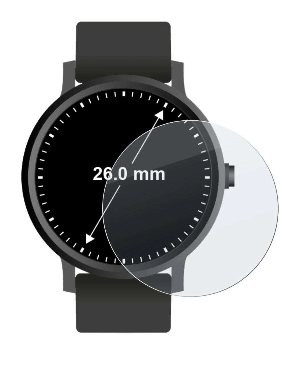 Image de l'appareil Montres (Circulaire, ø: 26 mm) avec une grande variété de protections d'écran.
