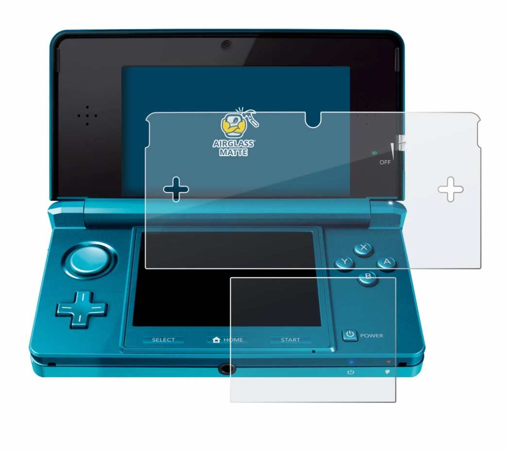 Image de l'appareil Nintendo 3DS avec une grande variété de protections d'écran.