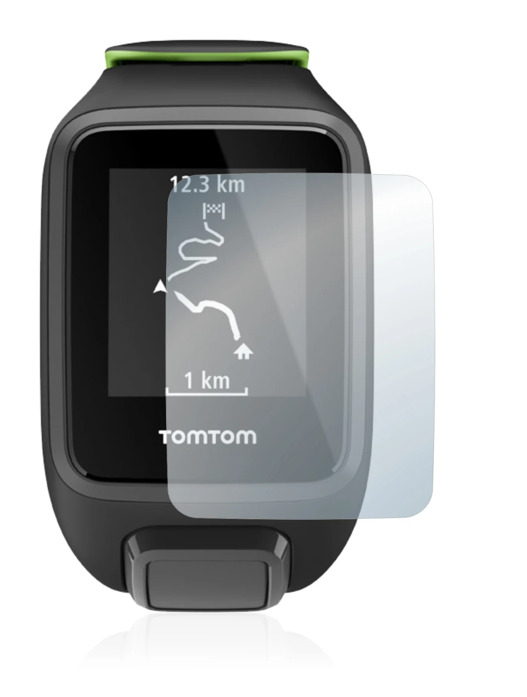 Image de l'appareil TomTom Runner 3 avec une grande variété de protections d'écran.