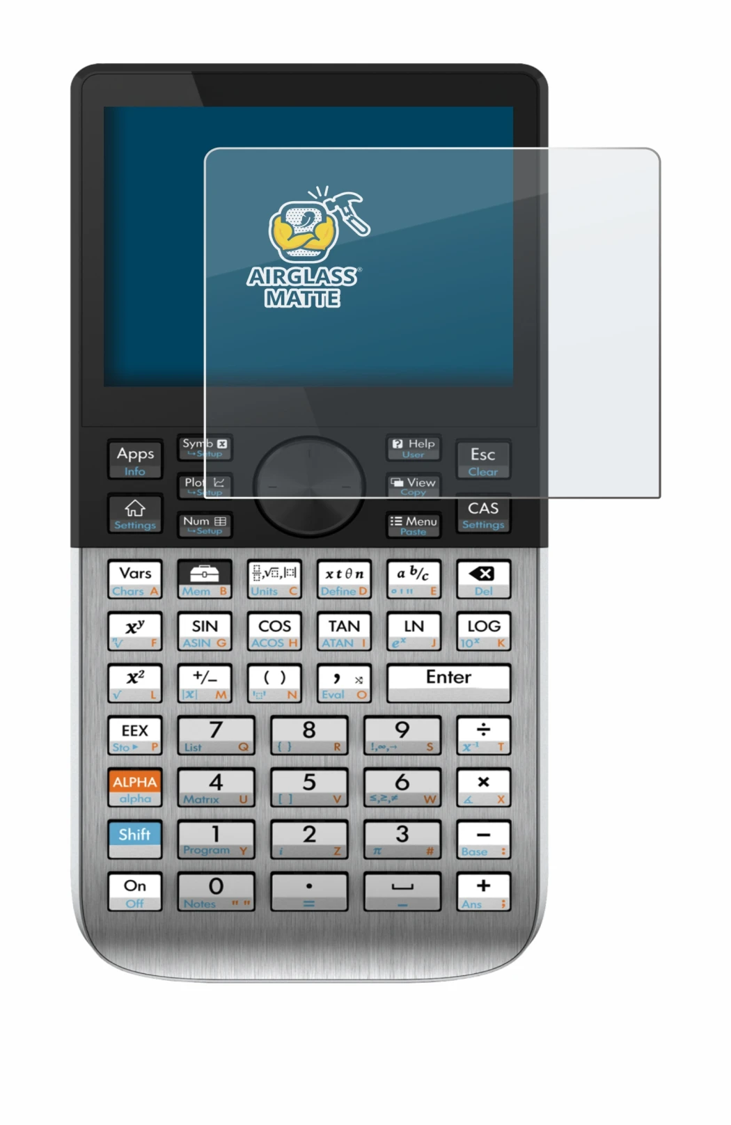 Image de l'appareil HP Prime avec une grande variété de protections d'écran.