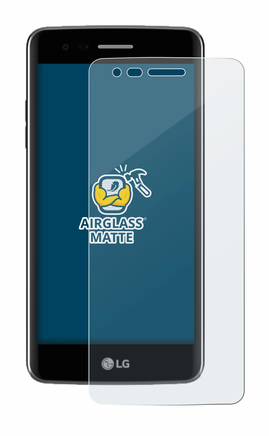 Image de l'appareil LG K8 2017 avec une grande variété de protections d'écran.