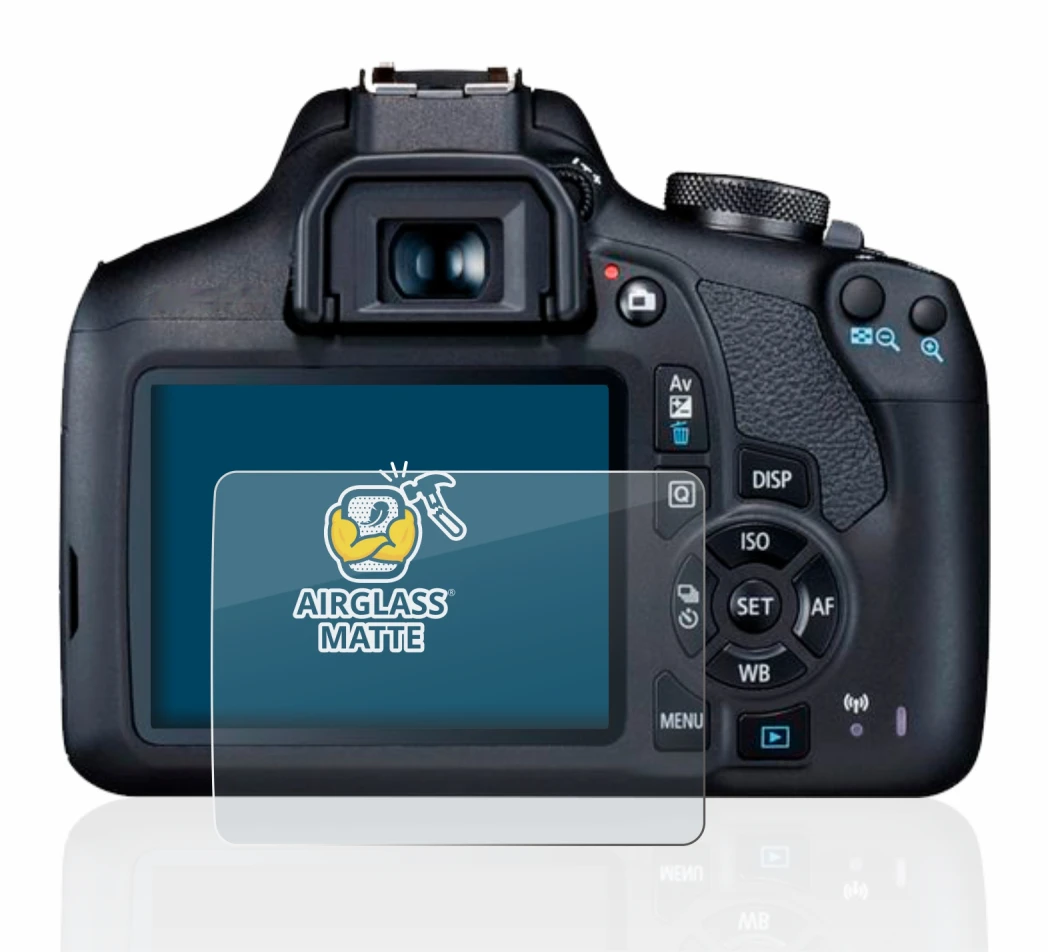 Image de l'appareil Canon EOS 2000D avec une grande variété de protections d'écran.