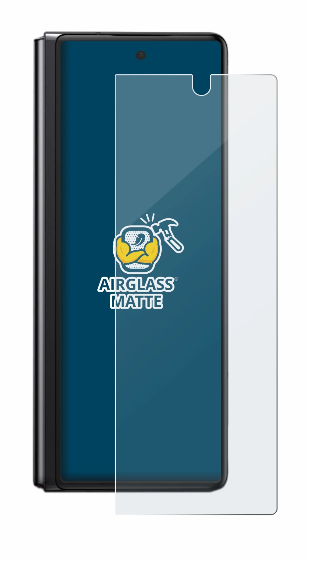 Image de l'appareil Samsung Galaxy Z Fold 2 5G avec une grande variété de protections d'écran.