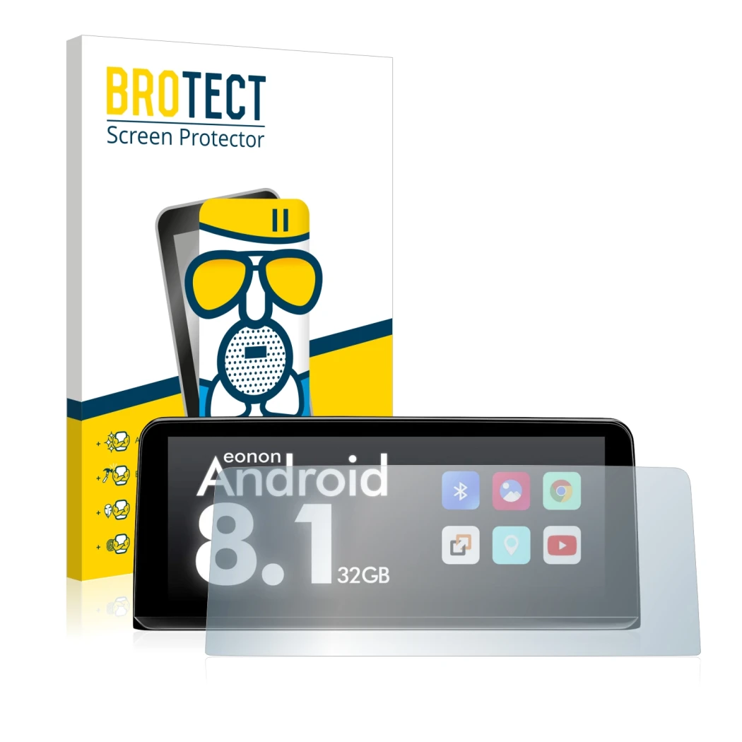 Face avant d’un emballage produit avec le logo de la marque BROTECT. À côté, l’appareil BMW 3 F31 Touring 2013-2017 Profession