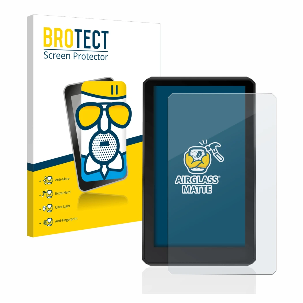 Face avant d’un emballage produit avec le logo de la marque BROTECT. À côté, l’appareil Garmin zumo XT est représenté avec la 